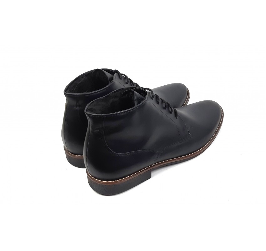 Ghete barbati NEGRE, casual, elegante din piele naturala, STDG184N