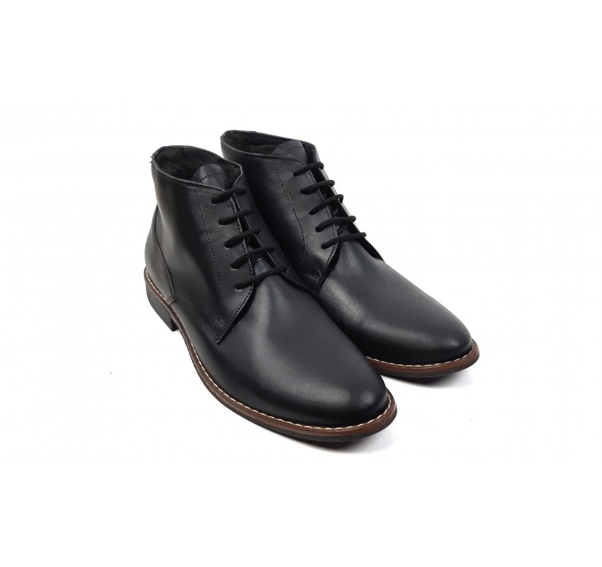 Ghete barbati NEGRE, casual, elegante din piele naturala, STDG184N