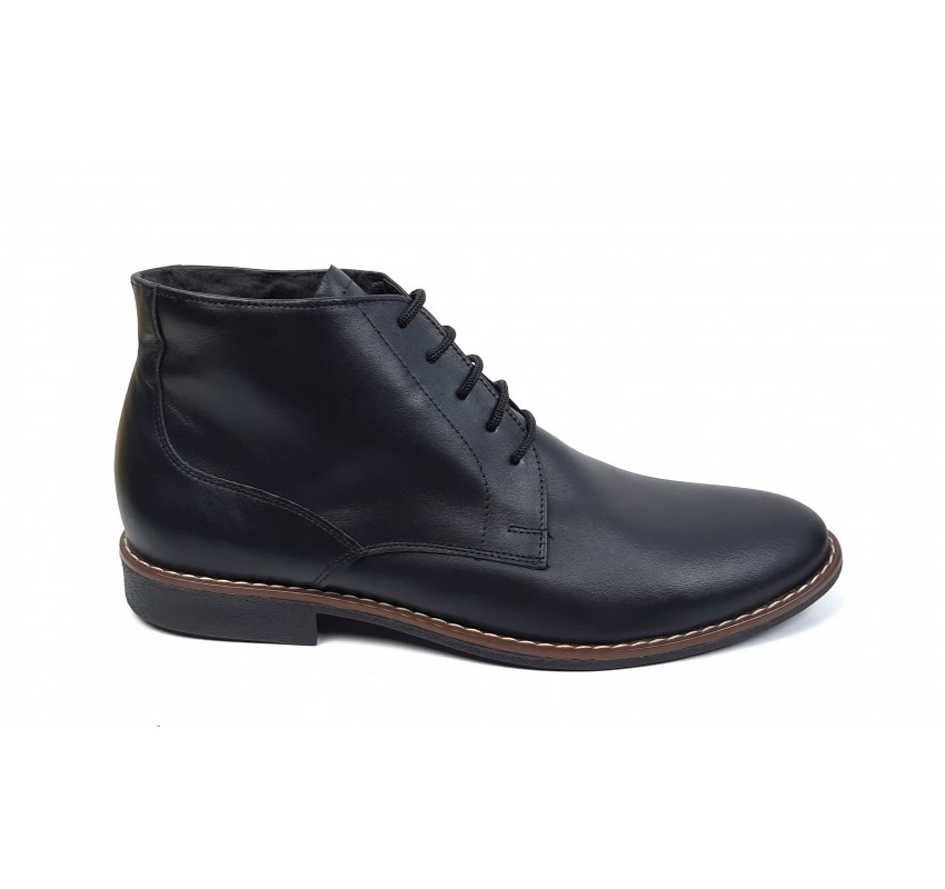 Ghete barbati NEGRE, casual, elegante din piele naturala, STDG184N