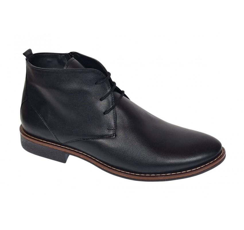 Ghete barbati casual din piele naturala de culoare neagra STDG184N