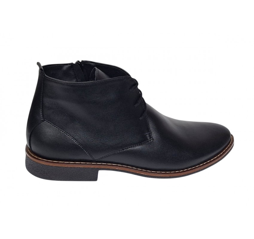 Ghete barbati casual din piele naturala de culoare neagra STDG184N
