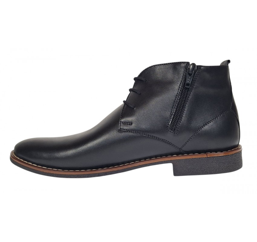 Ghete barbati casual din piele naturala de culoare neagra STDG184N