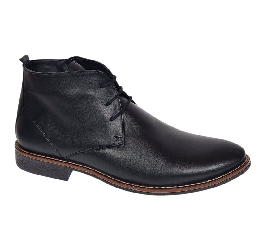 Ghete barbati casual din piele naturala de culoare neagra STDG184N