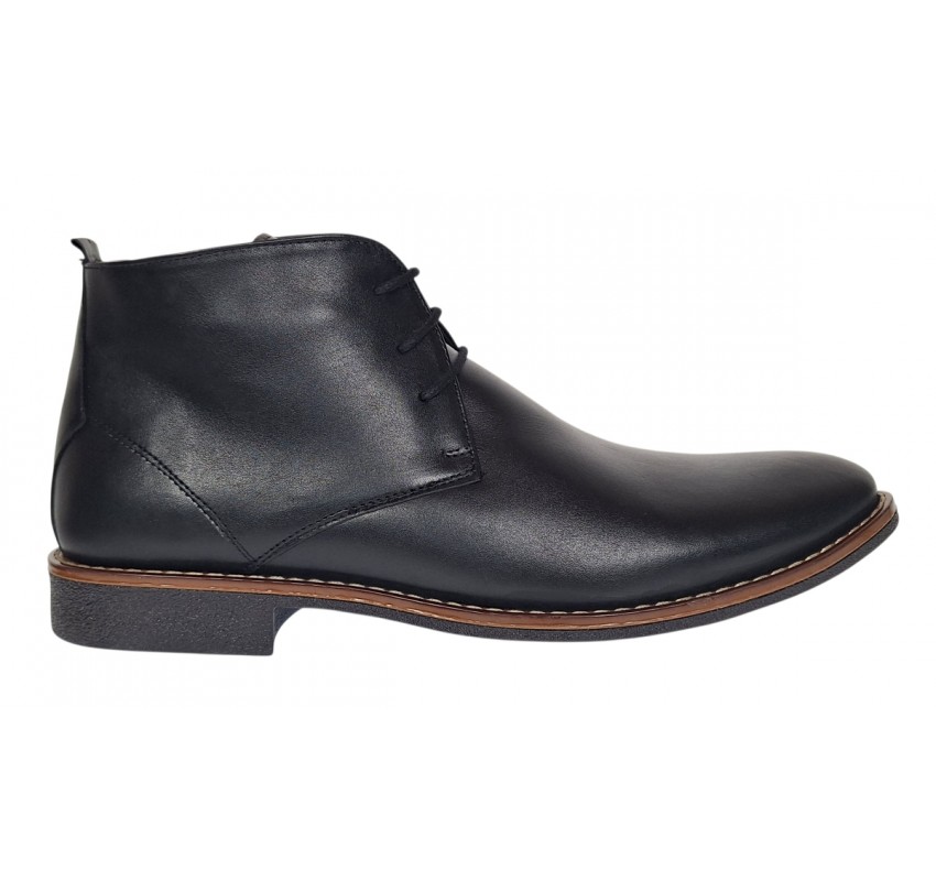 Ghete barbati casual din piele naturala de culoare neagra STDG184N
