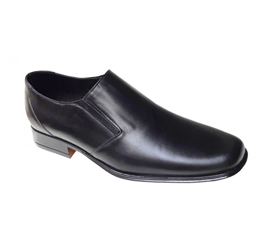 Pantofi eleganti barbati din piele naturala - Model negru fara siret GKR