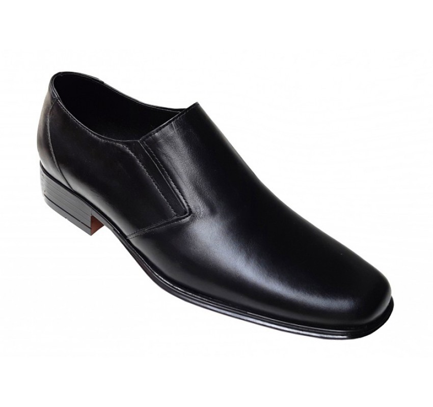 Pantofi eleganti barbati din piele naturala - Model negru fara siret GKR