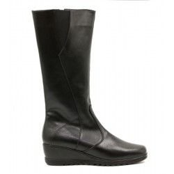 Cizme dama imblanite din piele naturala cu fermoar Kaiya Negru T123NP