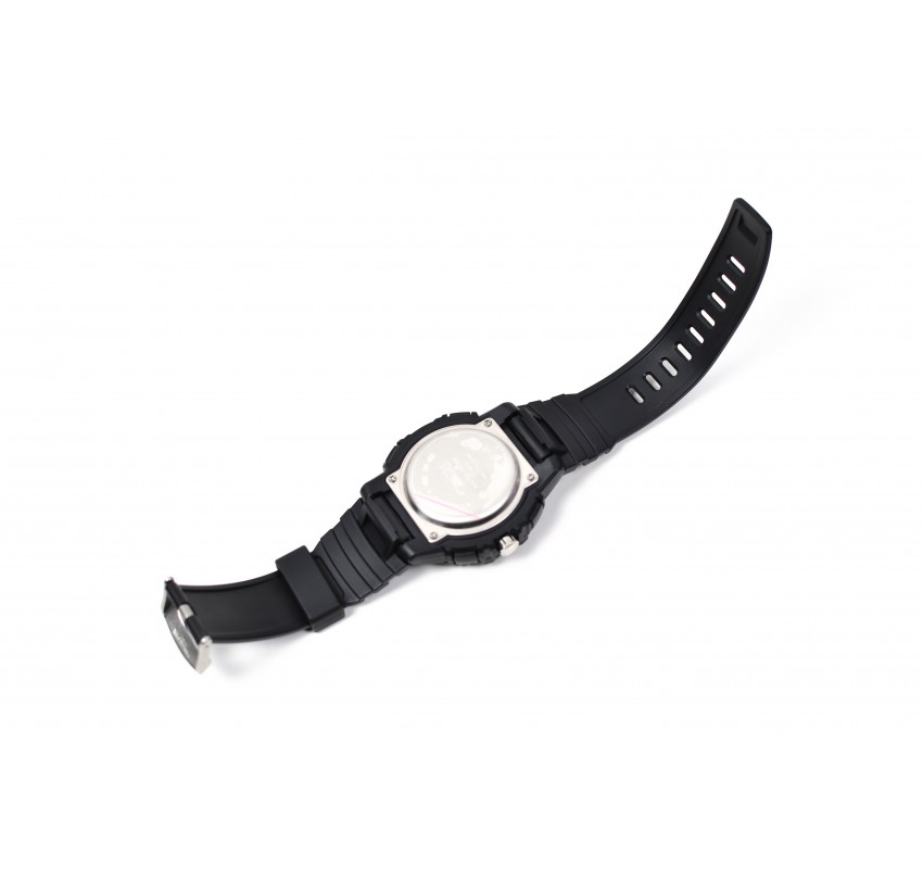 Ceas de mana barbati sport Q&Q Dual Time, cu sistem digital si analog negru cu auriu - TA9034