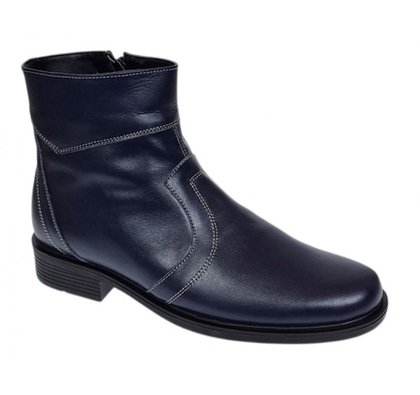 Ghete barbati office elegante din piele naturala cu fermoar Bleumarin Tores