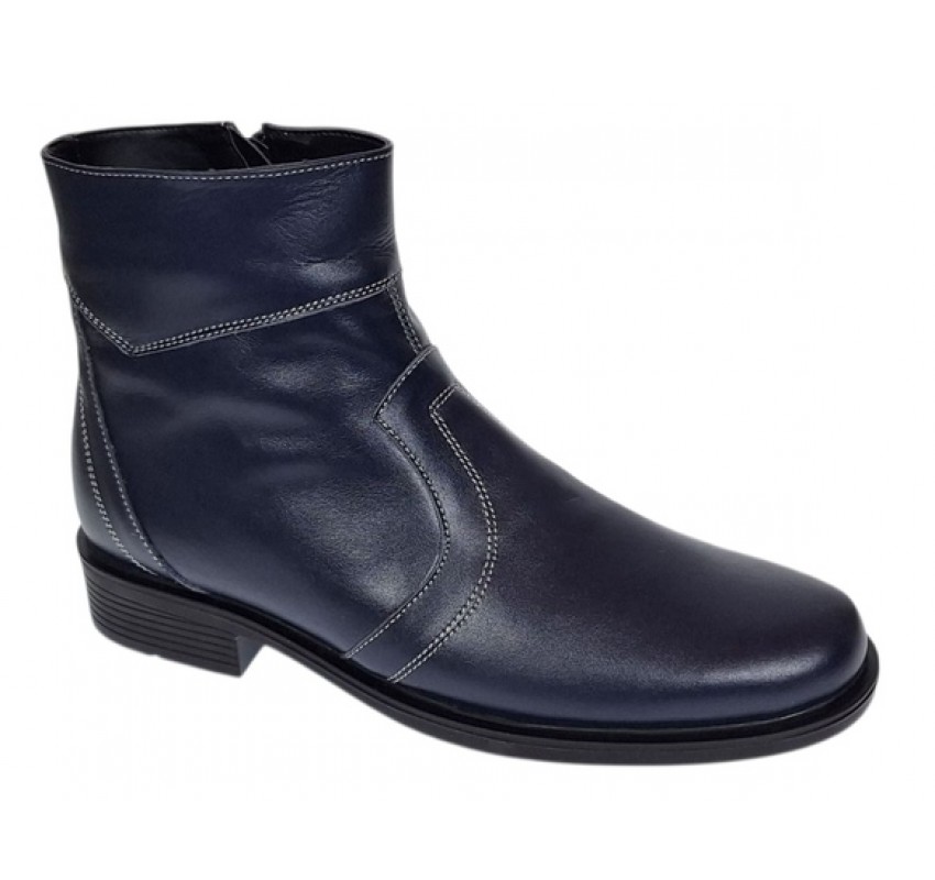 Ghete barbati office elegante din piele naturala cu fermoar Bleumarin Tores