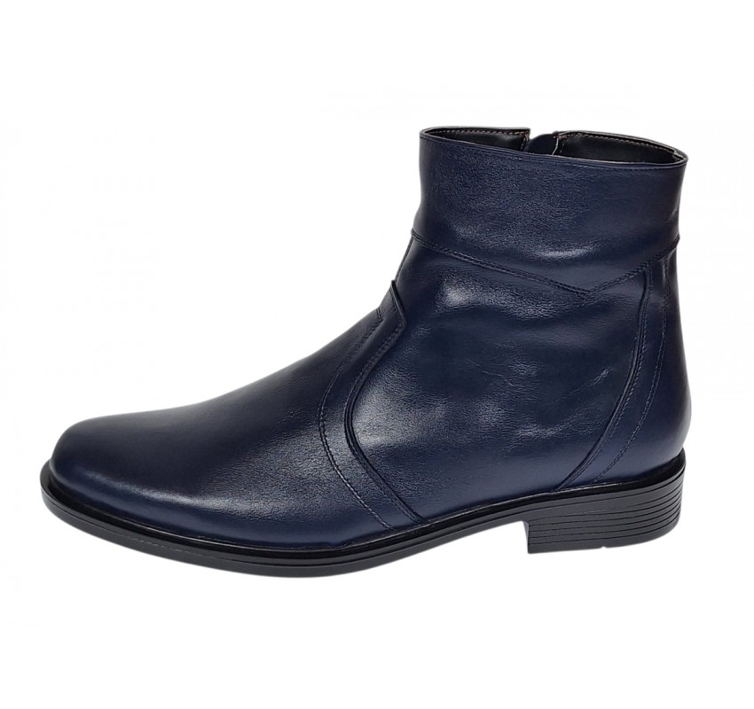 Ghete barbati office elegante din piele naturala cu fermoar Bleumarin TANCABL