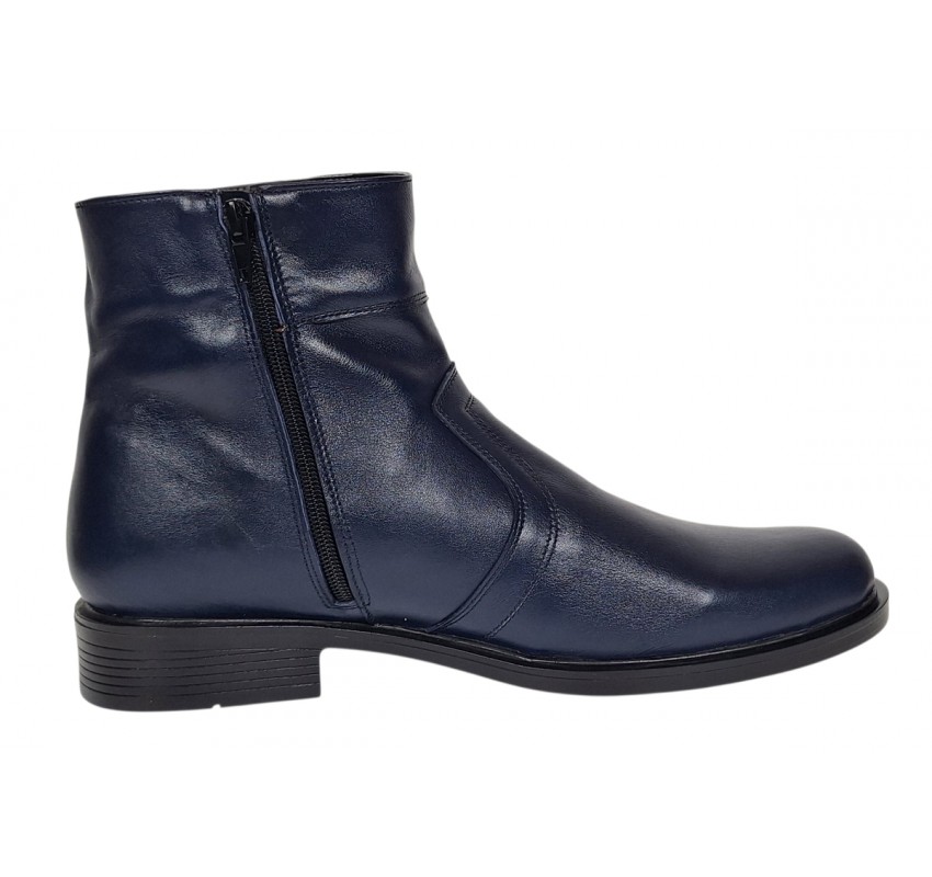 Ghete barbati office elegante din piele naturala cu fermoar Bleumarin TANCABL