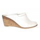 Saboti dama albi din piele naturala, platforme de 7 cm - TEA18ALB