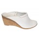 Saboti dama albi din piele naturala, platforme de 7 cm - TEA18ALB