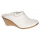 Saboti dama albi din piele naturala, platforme de 7 cm - TEA18ALB