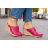 Saboti damă fucsia din piele naturală, cu talpă tip pană culoare vibrantă, confort și stil feminin