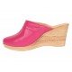 Saboti damă fucsia din piele naturală, cu talpă tip pană culoare vibrantă, confort și stil feminin
