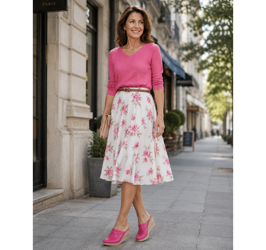 Saboti damă fucsia din piele naturală, cu talpă tip pană culoare vibrantă, confort și stil feminin
