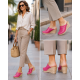 Saboti damă fucsia din piele naturală, cu talpă tip pană culoare vibrantă, confort și stil feminin