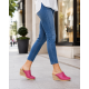 Saboti damă fucsia din piele naturală, cu talpă tip pană culoare vibrantă, confort și stil feminin