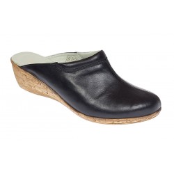 Saboti dama negri din piele naturala cu platforme de 5 cm TEA5N