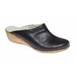 Saboti dama negri din piele naturala cu platforme de 5 cm TEA5N