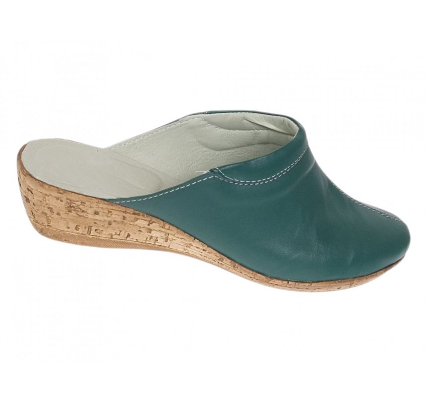 Saboti damă verzi din piele naturală, cu talpă tip pană și design slip-on comod – TEA5V