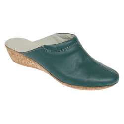 Saboti damă verzi din piele naturală, cu talpă tip pană și design slip-on comod – TEA5V