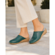Saboti damă verzi din piele naturală, cu talpă tip pană și design slip-on comod – TEA5V
