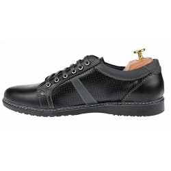 Pantofi barbati, casual, sport, din piele naturala, negru - TENMARIONEGRU