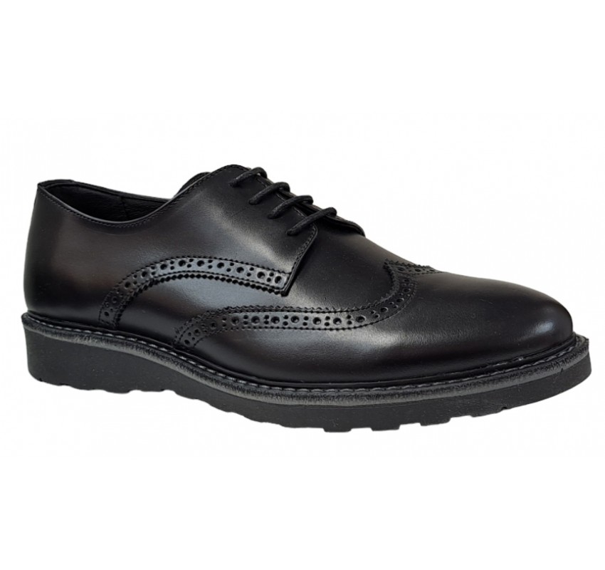 Pantofi barbati, casual, din piele naturala, Negru, TEST199NS