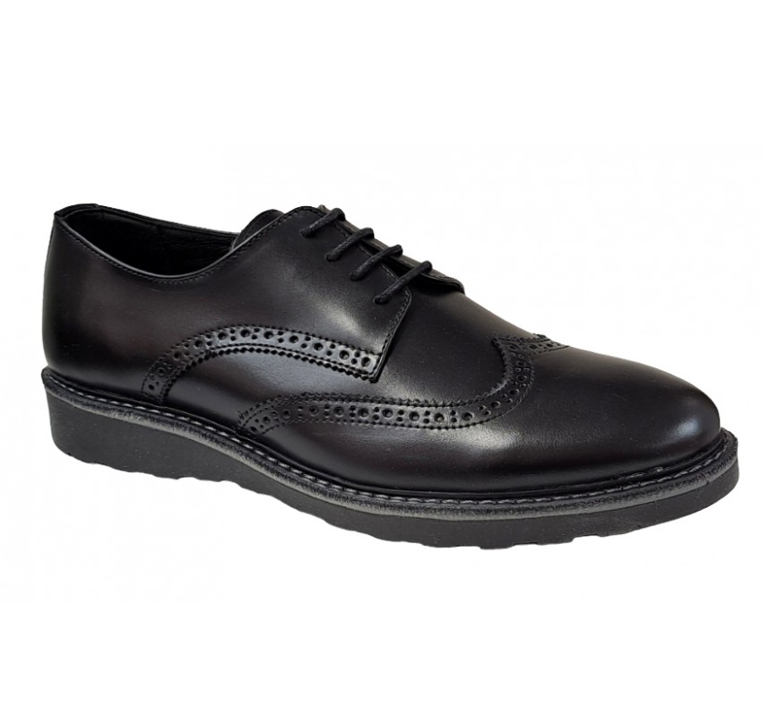 Pantofi barbati, casual, din piele naturala, Negru, TEST199NS