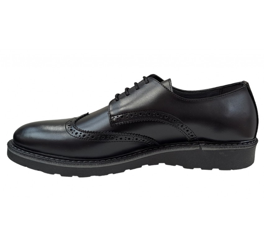 Pantofi barbati, casual, din piele naturala, Negru, TEST199NS