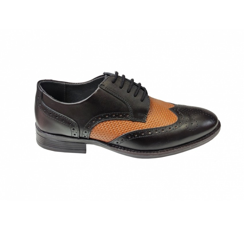Pantofi barbati casual, din piele naturala Negru si Maro, CIUCALETI