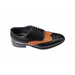 Pantofi barbati casual, din piele naturala Negru si Maro, CIUCALETI