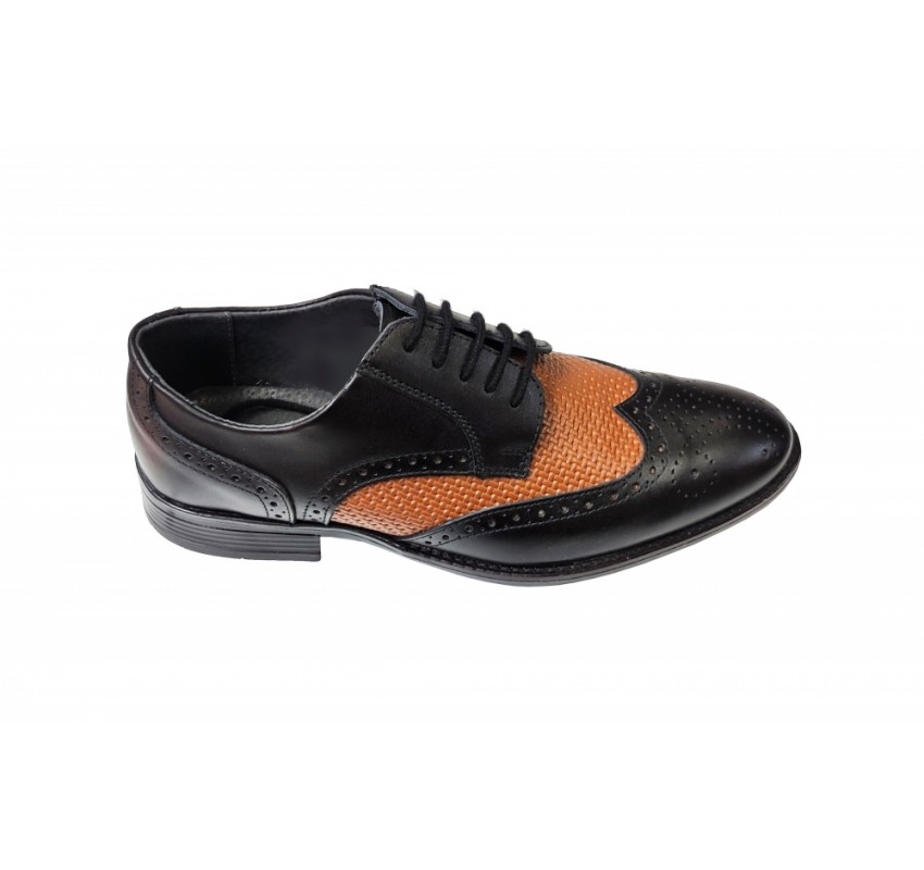 Pantofi barbati casual, din piele naturala Negru si Maro, CIUCALETI