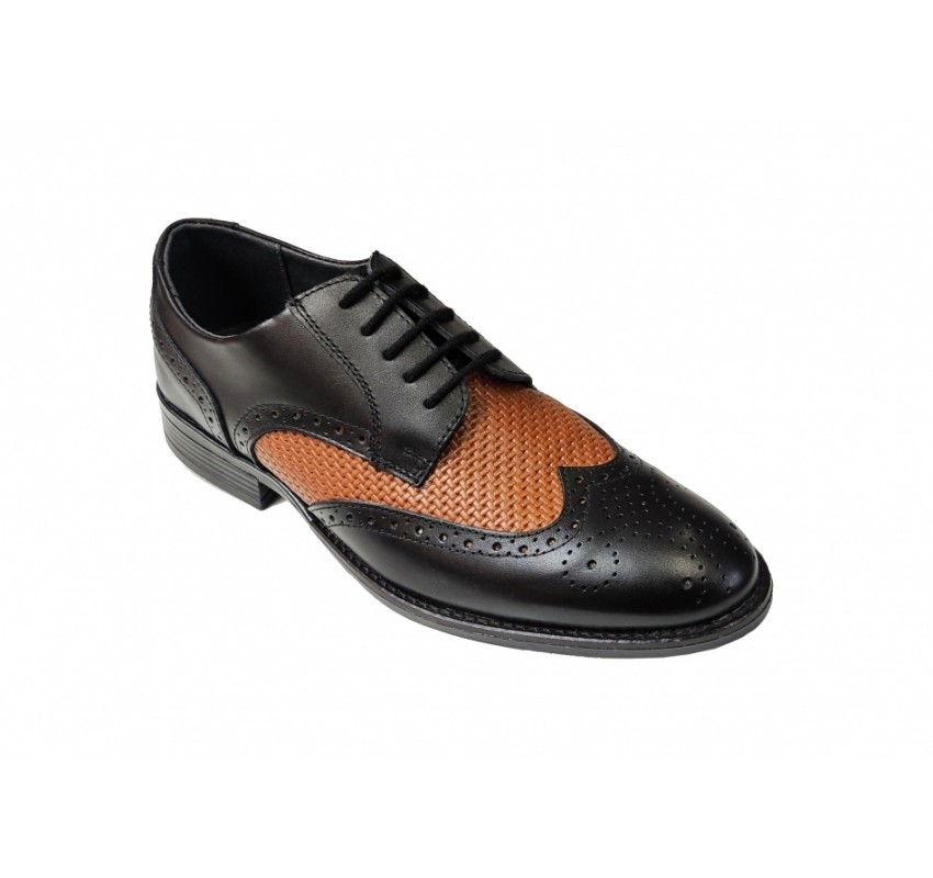 Pantofi barbati casual, din piele naturala Negru si Maro, CIUCALETI