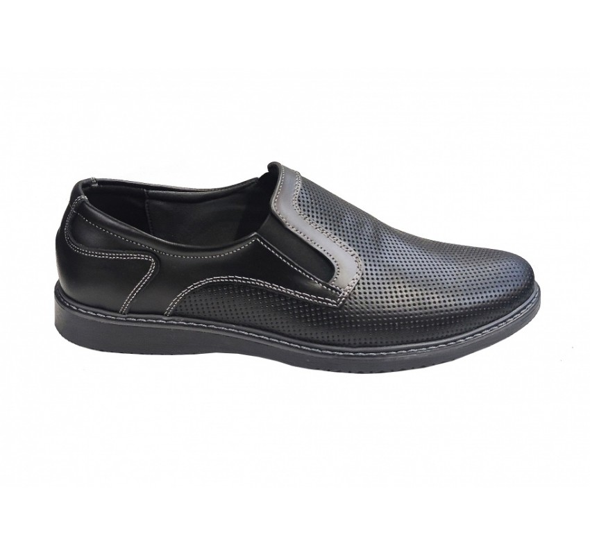 Pantofi barbati casual, din piele naturala, negru, CIUCALETI SHOES - TEST30