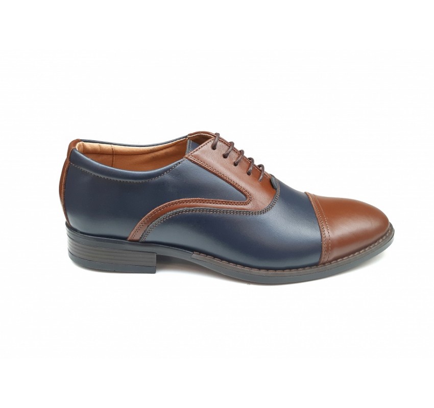 Pantofi barbati eleganti, din piele naturala, Maro - Albastru, CIUCALETI SHOES, TEST44