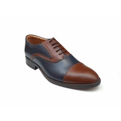 Pantofi barbati eleganti, din piele naturala, Maro - Albastru, CIUCALETI SHOES, TEST44