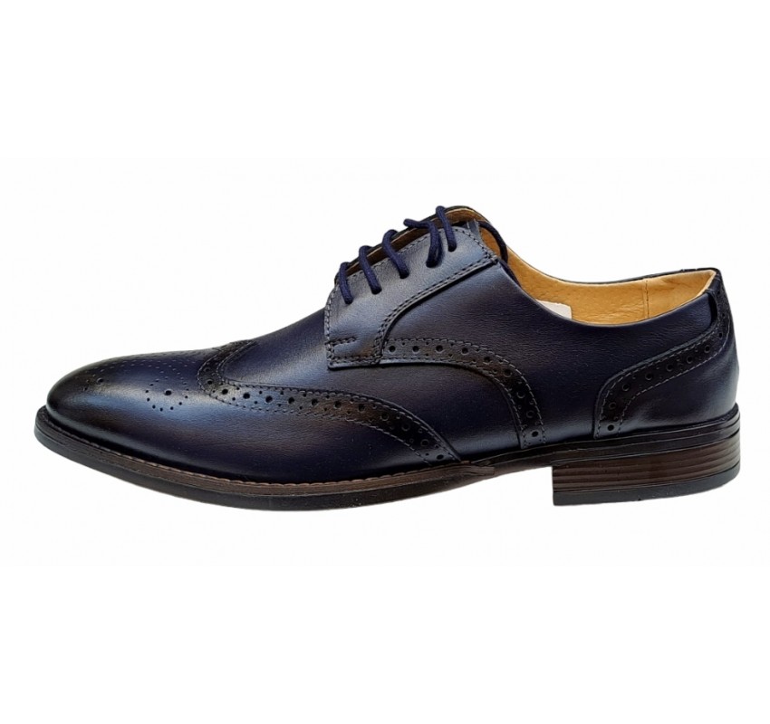 Pantofi barbati office, eleganti din piele naturala, Bleu Navy, TEST68BL