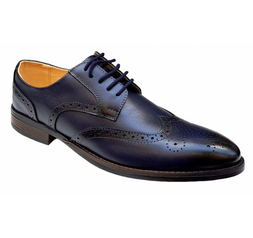 Pantofi barbati office, eleganti din piele naturala, Bleu Navy, TEST68BL