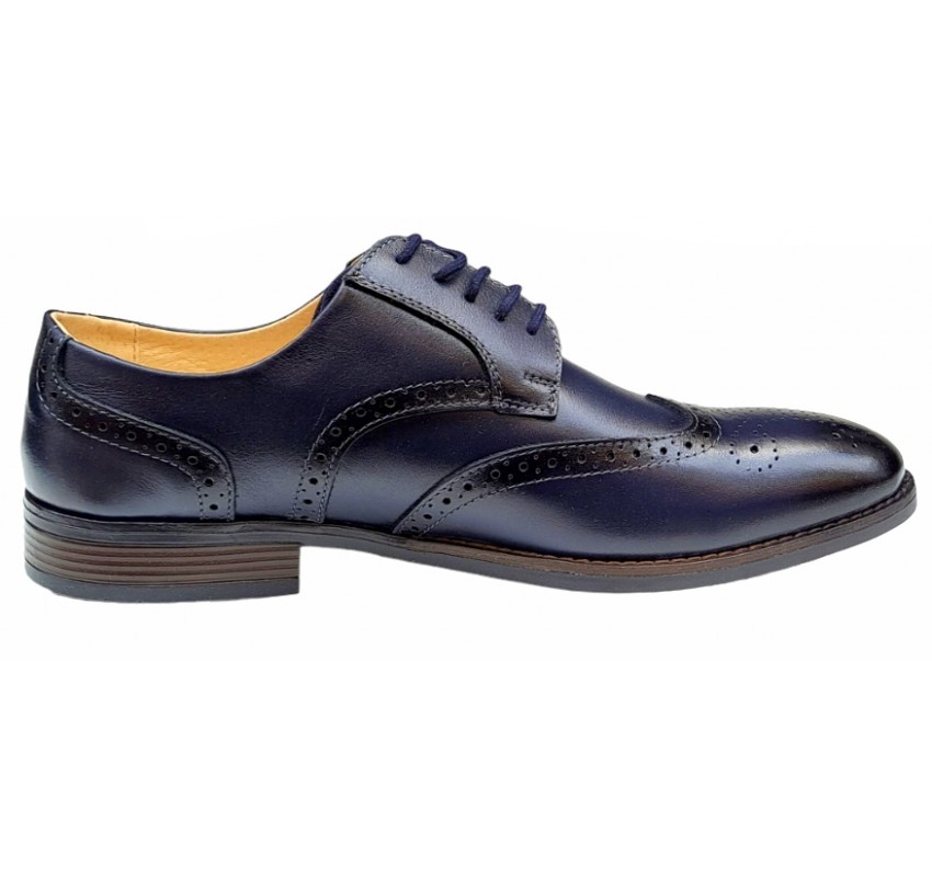Pantofi barbati office, eleganti din piele naturala, Bleu Navy, TEST68BL