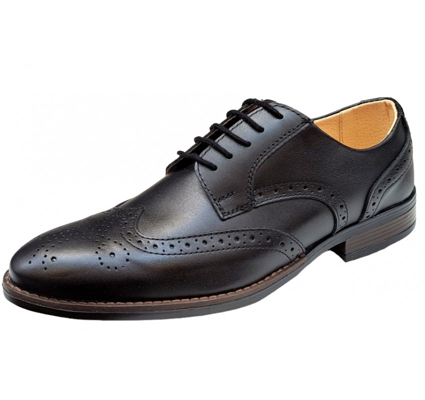 Pantofi barbati office, eleganti din piele naturala, Negru, TEST68N