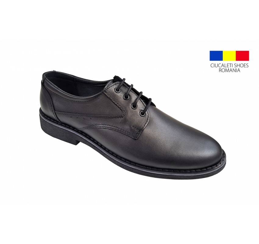 Pantofi barbati, casual, din piele naturala, Negru, Ciucaleti Shoes, TEST87N