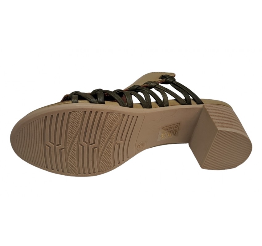 Sandale dama, piele naturala, toc 5cm, Verde, DOGATI - TRK21V