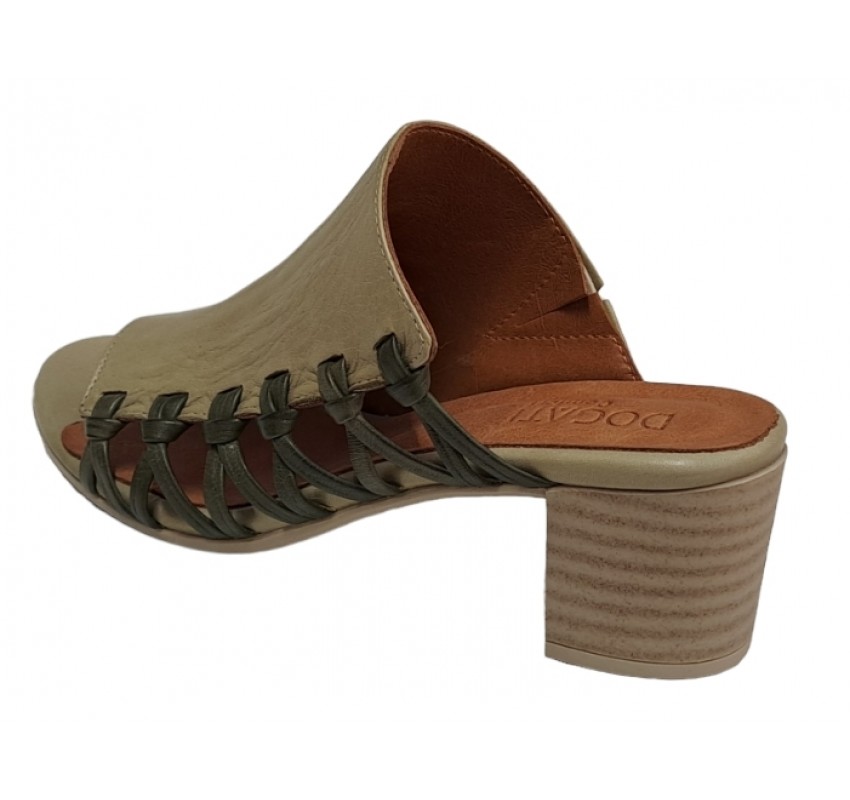 Sandale dama, piele naturala, toc 5cm, Verde, DOGATI - TRK21V