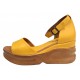 Marime 39 Sandale dama galbene din piele naturala platforme de 7cm TRK22G