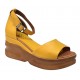 Marime 39 Sandale dama galbene din piele naturala platforme de 7cm TRK22G