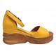 Marime 39 Sandale dama galbene din piele naturala platforme de 7cm TRK22G
